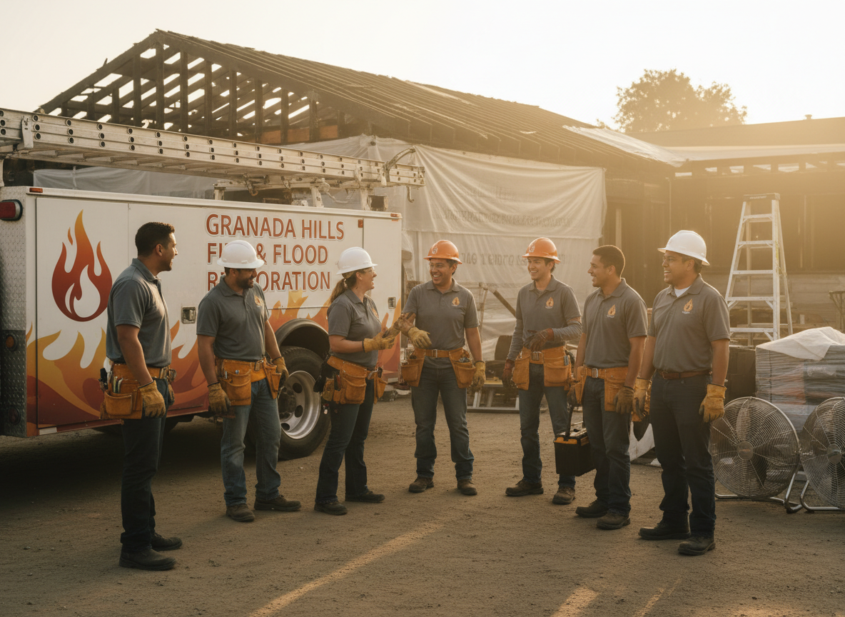 The Fire Damage Restoration Granada Hills team at work in Granada Hills