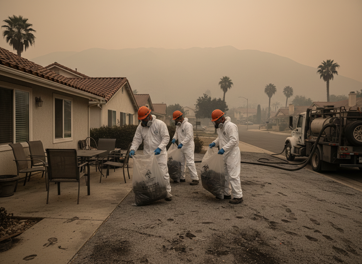 Handling Ash And Soot From Angeles National Forest Fires In Granada Hills