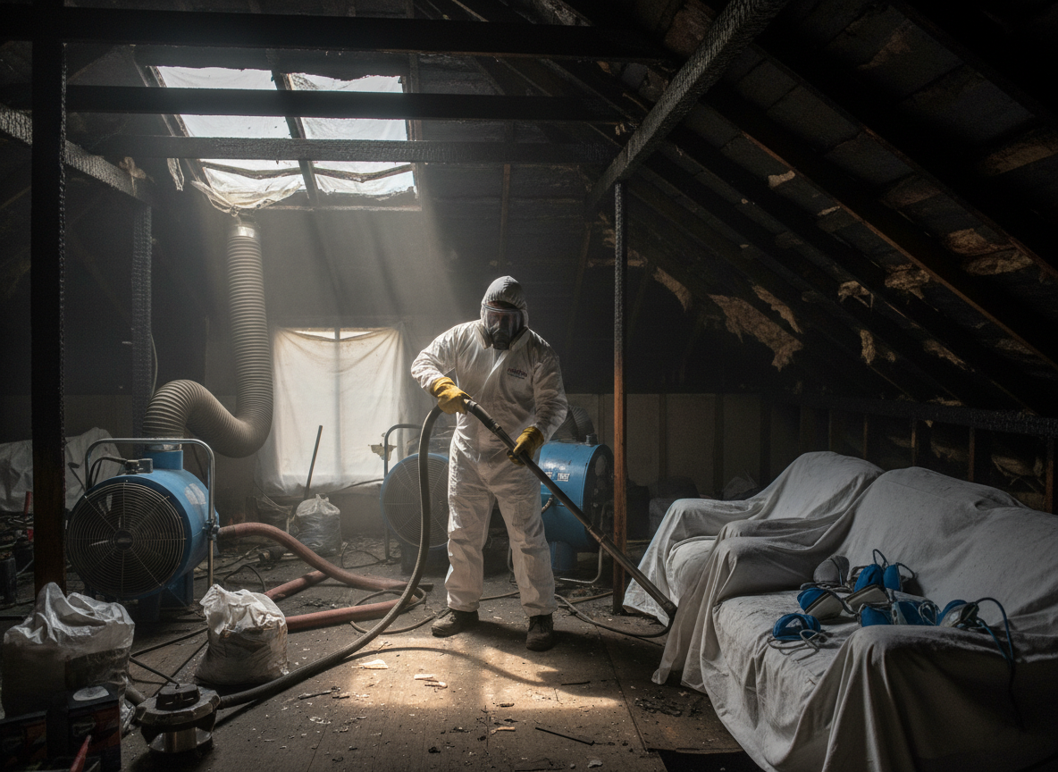 attic fire restoration in Granada Hills