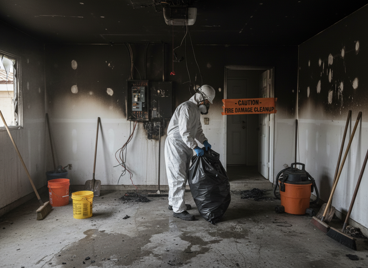 Electrical fire cleanup in Granada Hills