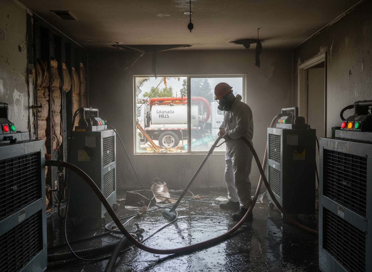 Fire and flood restoration in Granada Hills