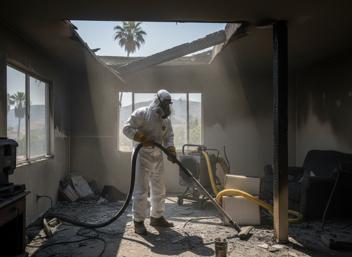 Fire damage clean up in Granada Hills