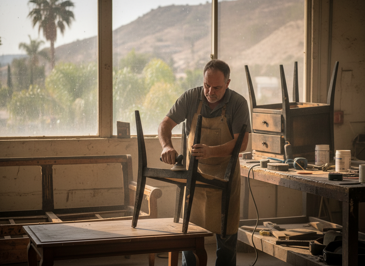 fire-damaged furniture restoration in Granada Hills